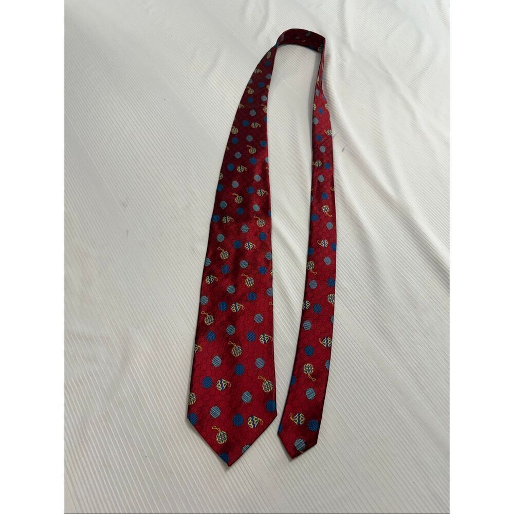 Nat Nast Red 100% Silk Christmas Holiday Necktie Tie